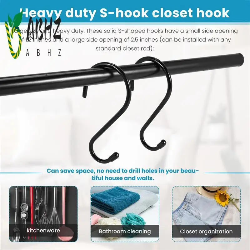 

ABHZ-12 Pack 6-дюймовые большие сверхмощные S-образные крючки для подвешивания, нескользящие S-крючки с резиновым покрытием, стальные металлические крючки для подвешивания