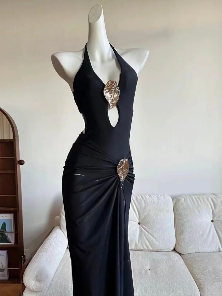 Yonggeer Silver District Bikini Set Beach Vacation Two-Piece Swimsuit High-End Separate Black Thermal Beach Holiday Swimwear