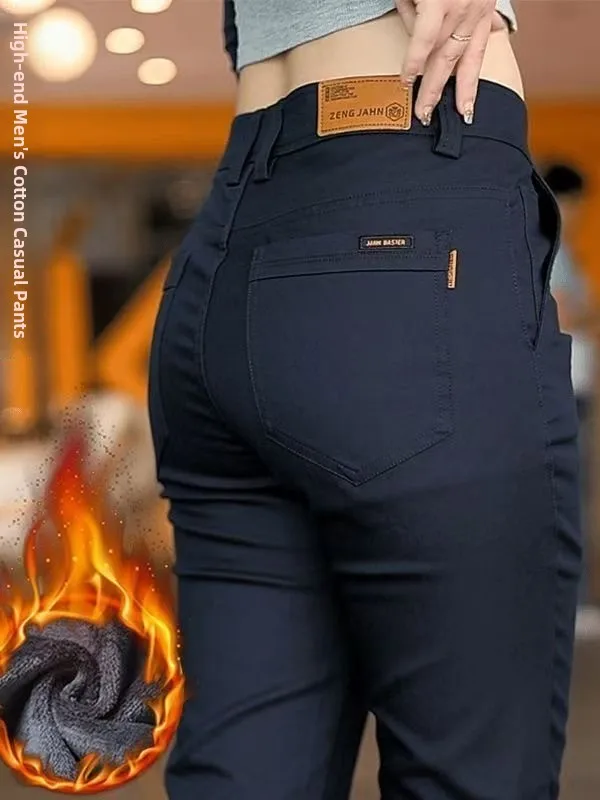 

Высококачественные мужские повседневные брюки Fce на подкладке, эластичные тонкие прямые длинные брюки из чистого хлопка, осень-зима, сле