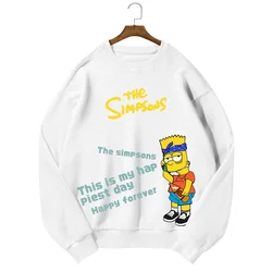 The Simpsons anime hoodie women's cartoon round neck hoodie couple casual top women's hoodie top loose casual sports hoodie