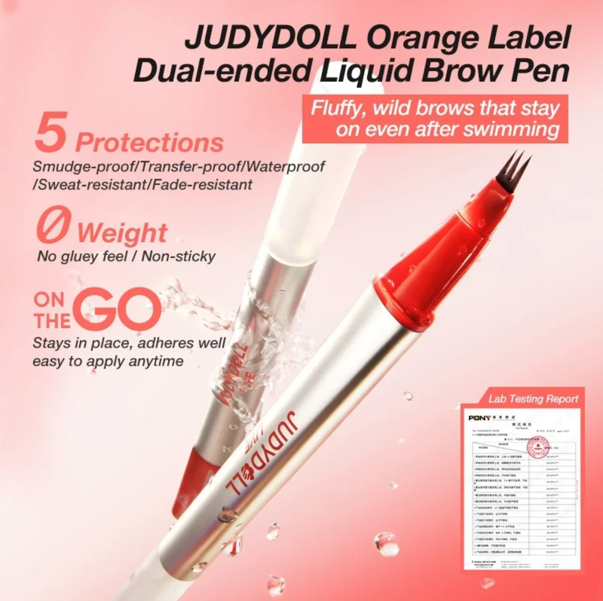 Judydoll Orange Label „Dual-ended Liquid Brow Pen“ Augenbrauen-Flüssigkeitsstift, wasserfeste und schweißfeste Kosmetik, Original-Make-up