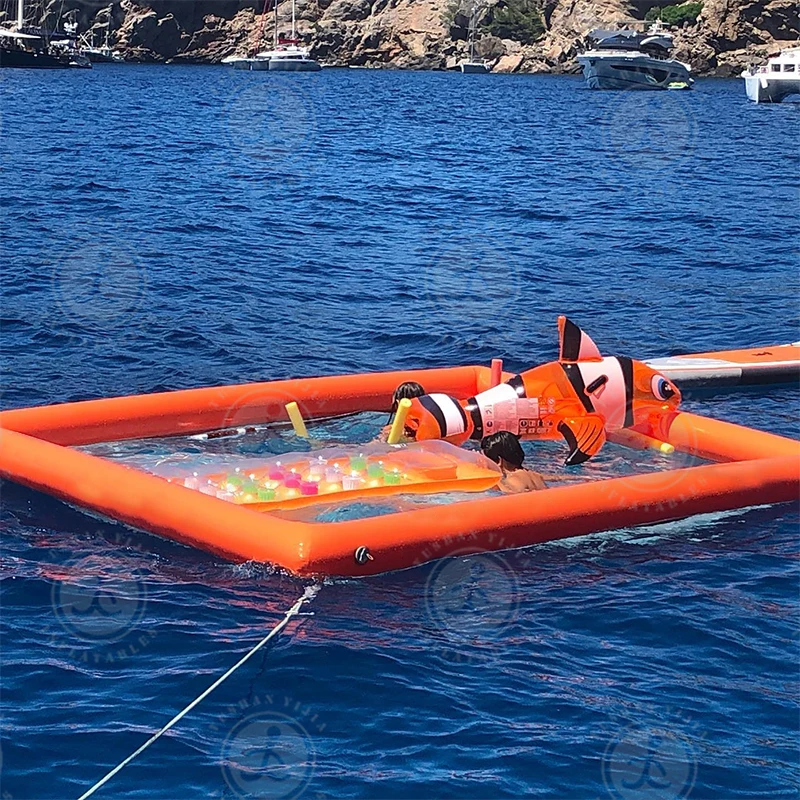 5x5meter Summer PVC Tube Inflatable Jellyfish Yacht Pool Inflatable Sea Swimming Pool with Net