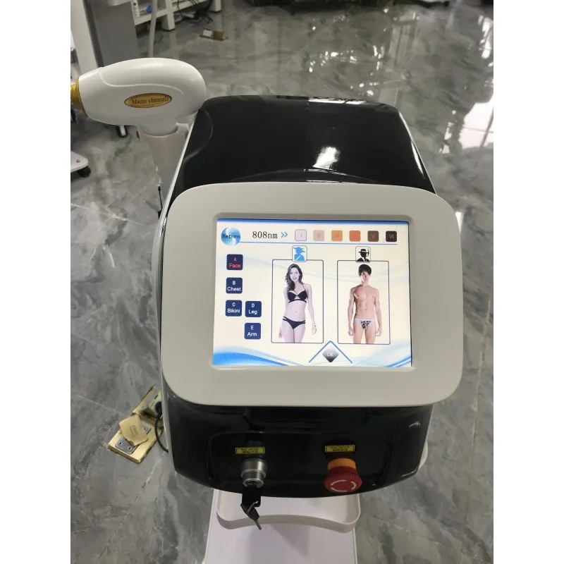 Máquina portátil da remoção do cabelo do laser do diodo da onda 808nm 3 depilação rápida painfree máquina de rejuvenescimento da pele 755nm 808nm 1064nm