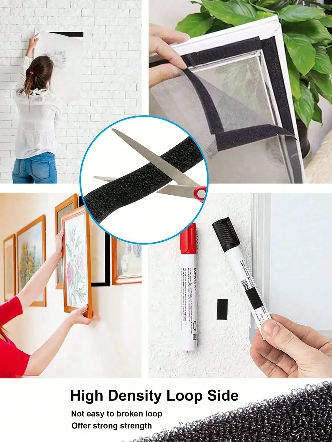 شريط لاصق قوي ذاتي اللصق بخطاف وحلقة لاصق مزدوج الجانب مع شريط لاصق ملصق لاصق فيلكرو