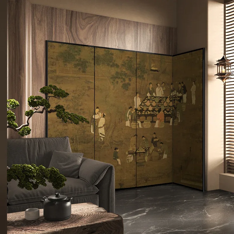 Chinese screen partition entrance entrance office tea room background wall folding living room bedroom