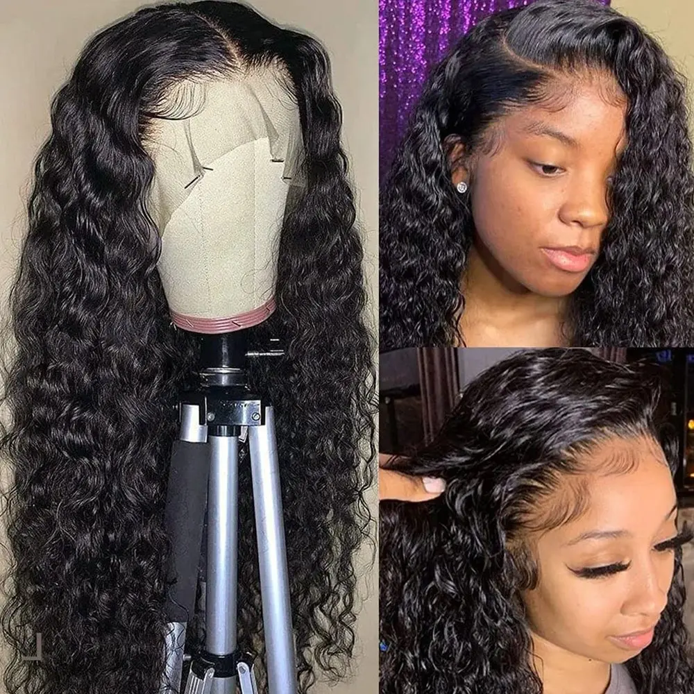 Rosabeauty Deep Wave 13x4 HD Lace Front Human Hair Wigs 5X5 Preplucked Glueless Ready To Go Curly Wig 40 Inches 250 Density