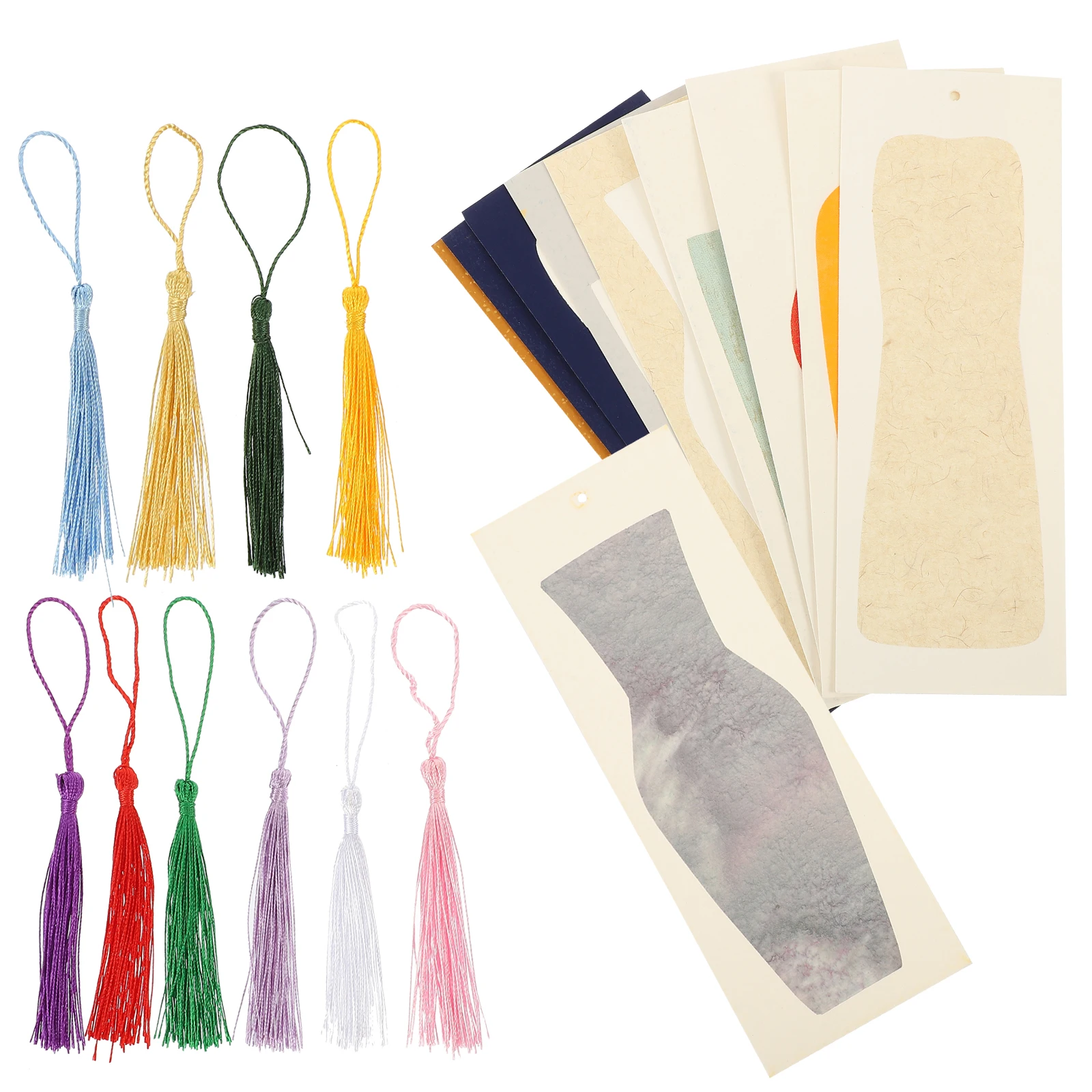 10er-Set 10er-Set Lesezeichen im chinesischen Stil mit Quaste zum Selbermachen, leeres Papier, Basteln, Bulk-Dekorationen für Studenten, Lehrer, Geschenke