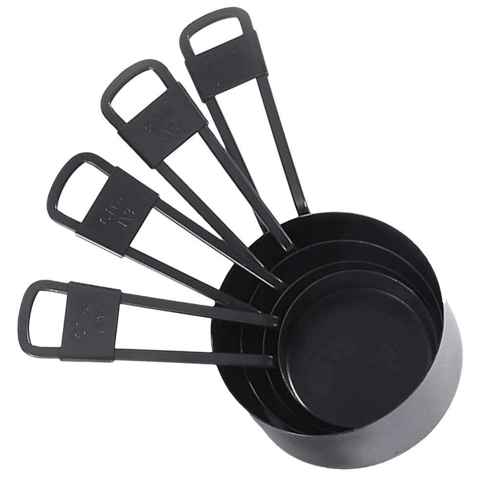 

1 set Stainless Steel Measuring Cups Set 1CUP 2 1 3 1 4 Black Reusable Metric Baking Home Kitchen Cafe Restaurant