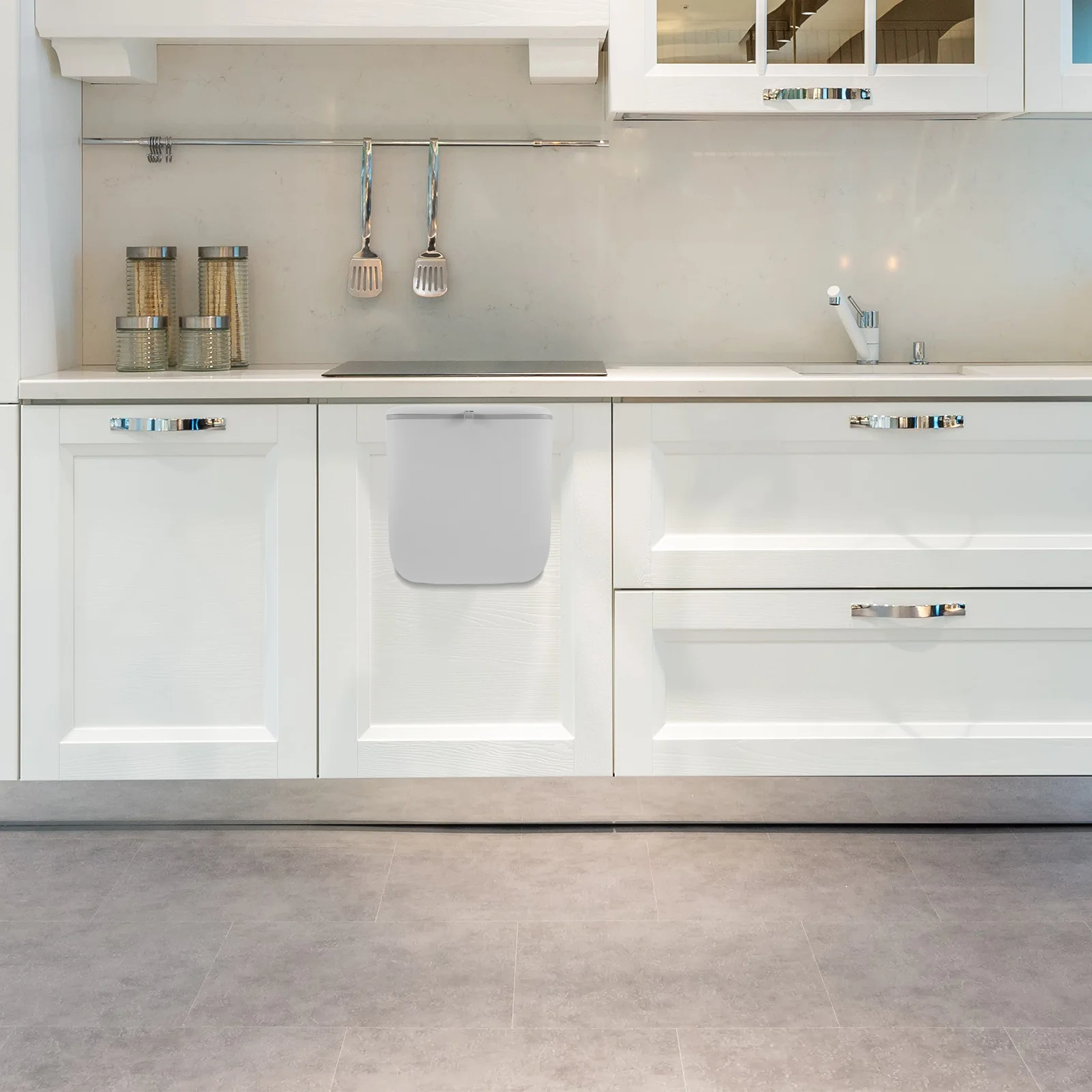 

Foldable Hanging Trash Can with Lid Space-Saving Under Kitchen Bathroom Rv Bedroom Cabinet Plastic Waste Bin Odor Proof Wall