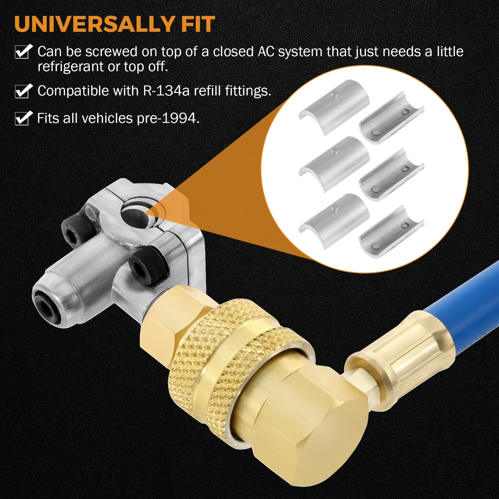 3 Pack BPV31 tubo flessibile refrigerante valvola proiettile Piercing tipo U proiettile Piercing rubinetto valvola Kit tubo refrigerante rubinetto con calibro R134a