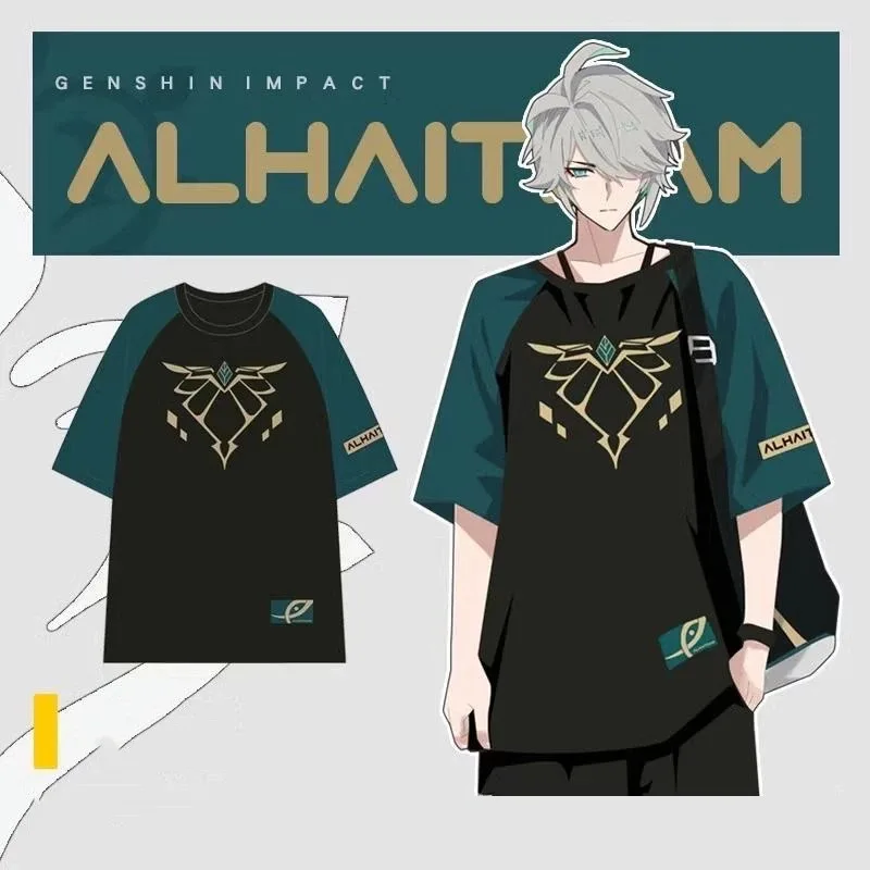 Genshin Impact Anime Cosplay suit, unisex Solta shirt, Tops Com Capuz, shorts, legal streetwear, Alhaitha, Novo, Ver ã o, 2024