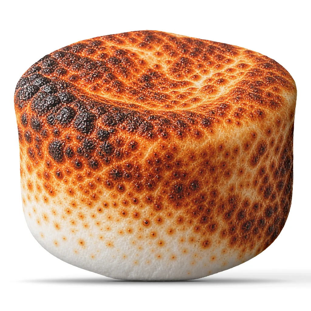 Toasted Marshmallow Shaped Plush Pillow Campfire Cushion Stuffed Throw Pillow Cozy Home Kitchen Decor Gift for Foodies