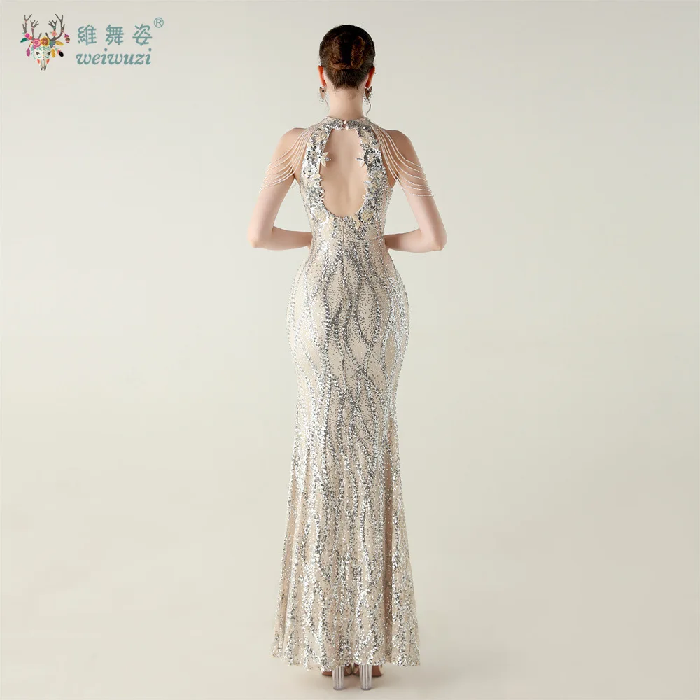 فستان نسائي مثير بفتحة عالية وفتحة ذيل السمكة فستان أنيق لحفلات الكوكتيل والحفلات المسائية بدون أكتاف فستان ماكسي ضيق