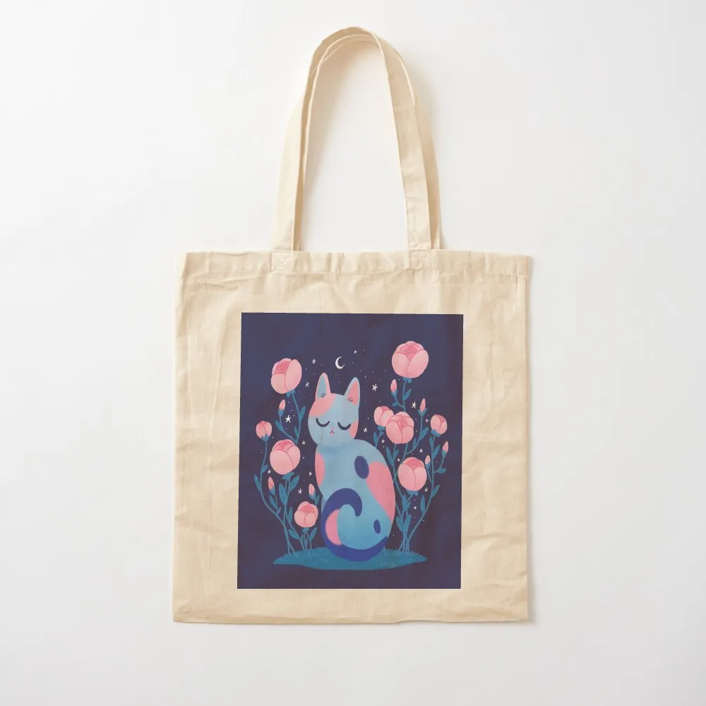 الفاوانيا القط حمل حقيبة حقيبة تسوق محمولة حقيبة المتسوق المرأة قماش المرأة الكبيرة عظيمة