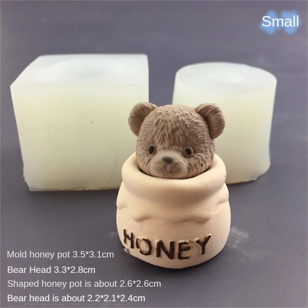 1~5PCS Teddy Bear Mold Honey Can Silicone Mold Candle Bear Cake Decoration Chocolate Baking Cake Aromatic Candle Plaster Drip