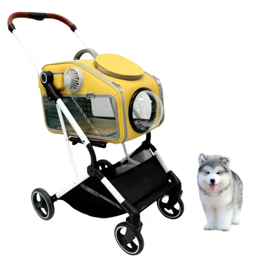 Wholesale Dog Outing Stroller Portable Double Deck Pet Stroller Detachable Cat Travel Four Wheel Stroller Pet Carriers