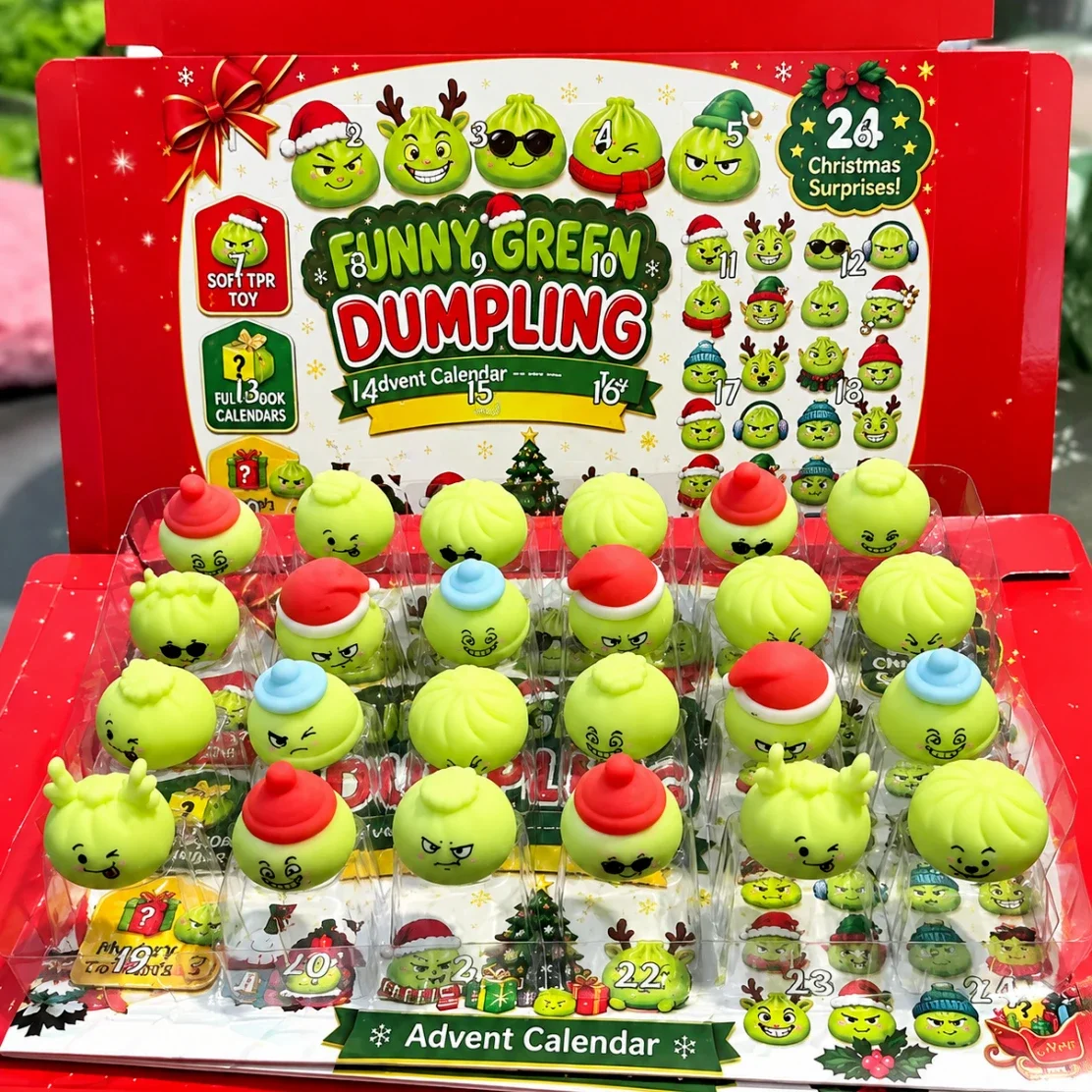 Christmas Squeeze Fun Countdown Calendar 24 Days Latin Christmas Countdown Dumpling Shaped Slow Rise Squeeze Decoration Gift