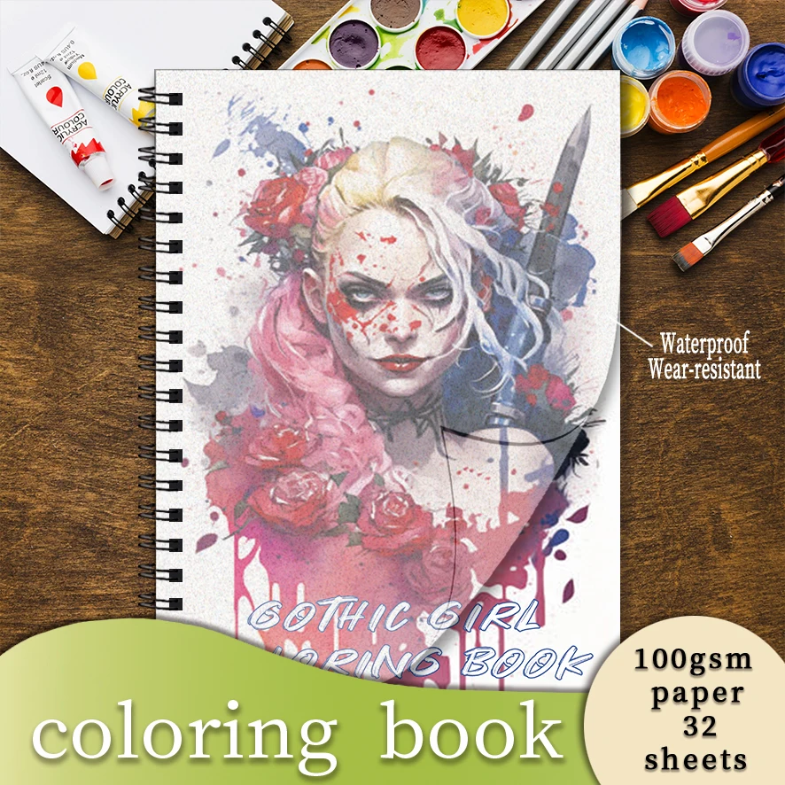 Stitched Ladies Adult Coloring Book - 8.3x 11.2 Inch 32 Page Coloring Book - Helps Reduce Stress and Ease Emotions