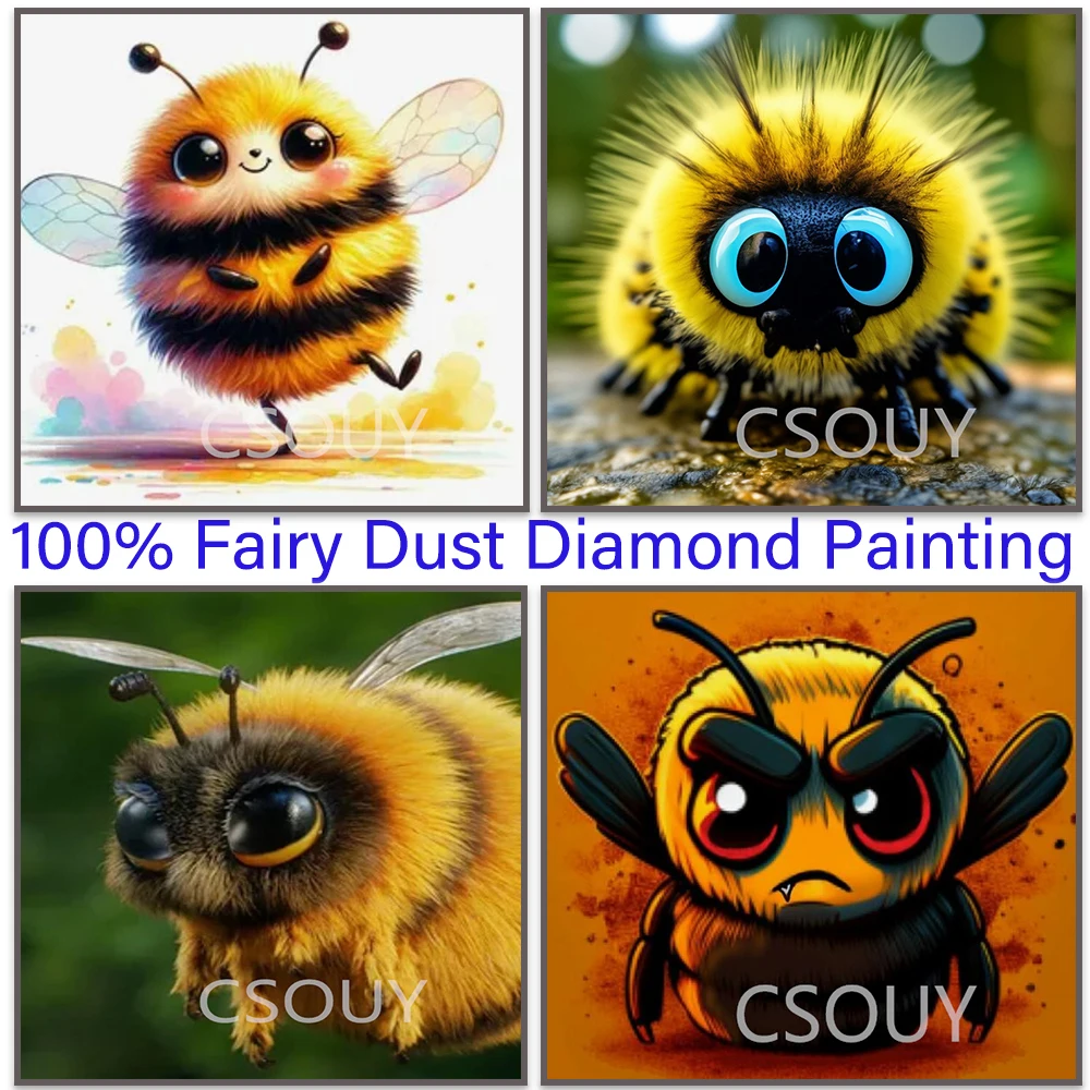 

Yellow Honeybee 100% Fairy Dust Square Drill Full Diy Diamond Painting Cross Stitch Crystal Embroidery Mosaic Decor Needlework