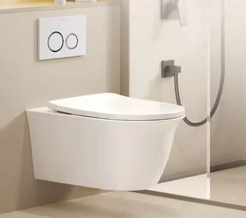 Wall Mounted Toilet, Hight Quality Bidet Toilet Seat Glazed Ceramic Sanitary Ware One Piece Wc Toilet Wall Down Rimless