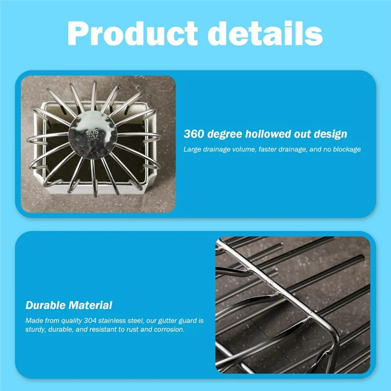 ABSE-Gutter Guard,2Pcs Round Head Gutter Filter Downspout Guard Even Hollow Replacement Gutter Cover For Leaves