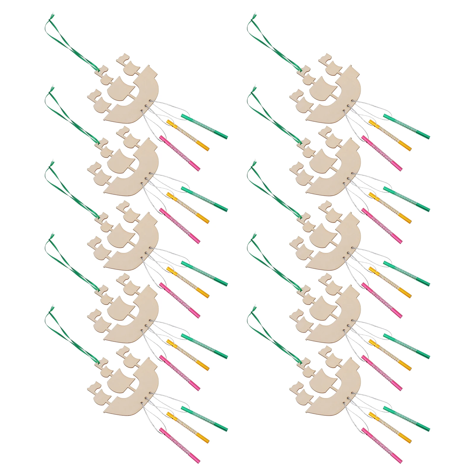 مجموعة واحدة من أدوات رنين الرياح المراكب الشراعية DIY للأطفال، مجموعة أدوات يدوية خشبية قابلة للطلاء، ديكور رنين الرياح لحديقة المنزل