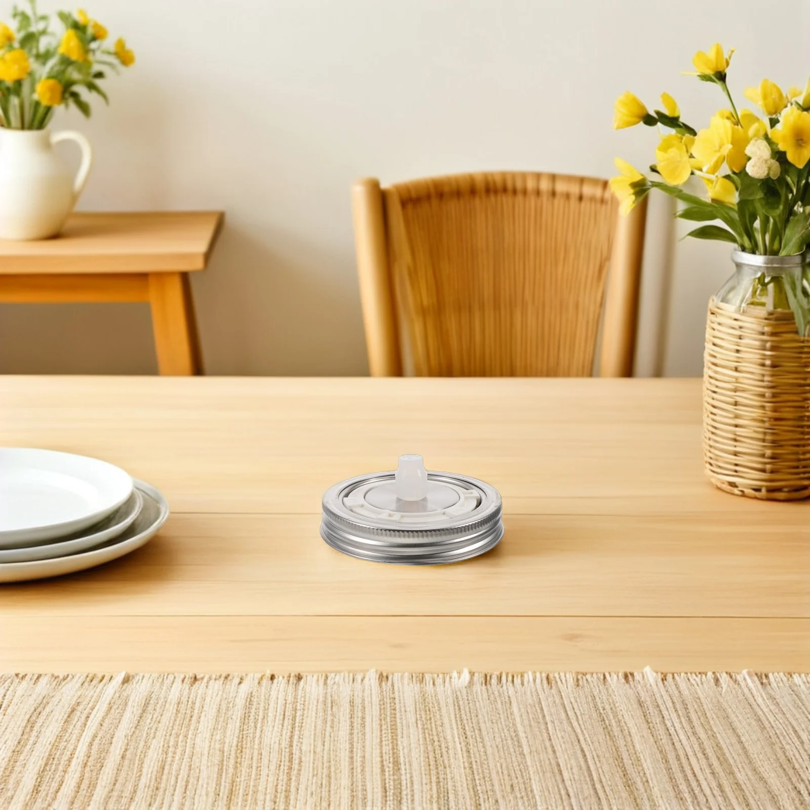 2 Tapas de Fermentación para Frascos Mason, Acero Inoxidable, Boca Ancha, para Frascos de Fermentación, Tapas con Cierre Hermético, Kit de Conservas para Hacer Encurtidos