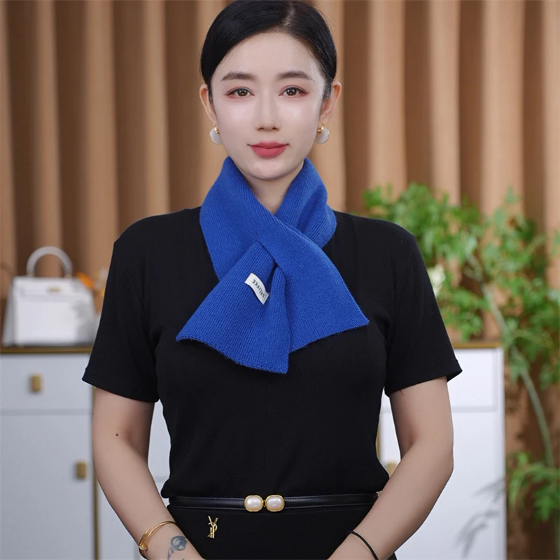 الشتاء تقليد الصوف مزيج محبوك وشاح صغير المرأة الجديدة تنوعا جو دافئ عبر وشاح الرقبة حماية طوق وشاح