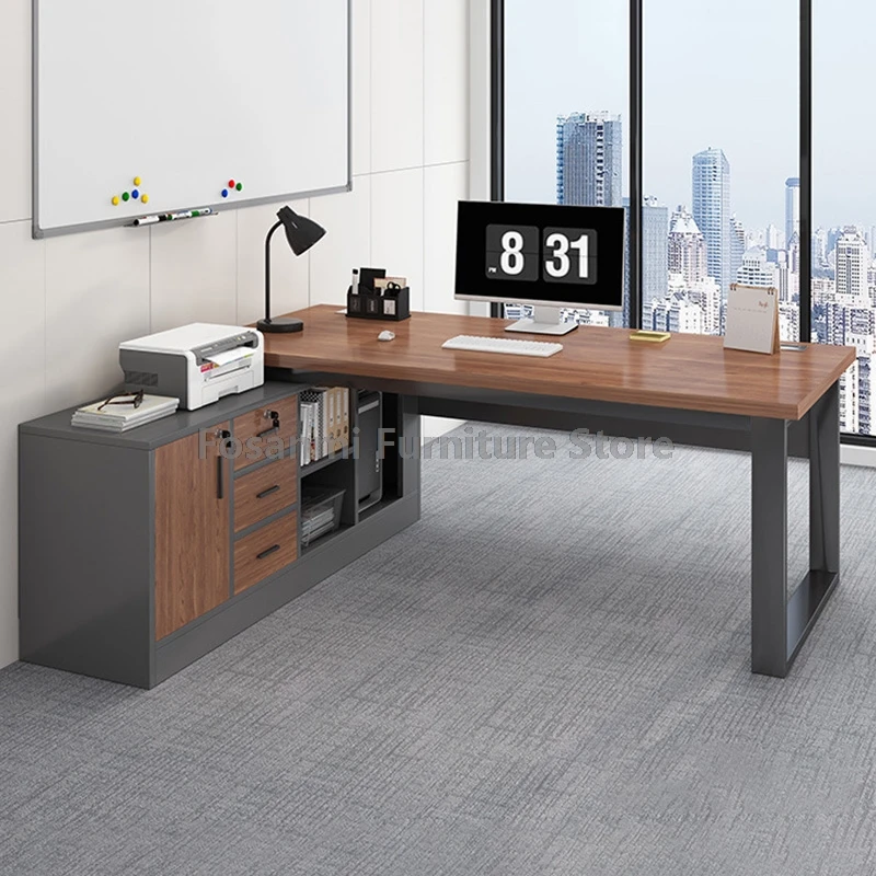 

Минималистичный широкий настольный домашний стол со шкафом для хранения, современные игровые компьютерные столы, письменный рабочий стол для ПК для офисного сотрудников