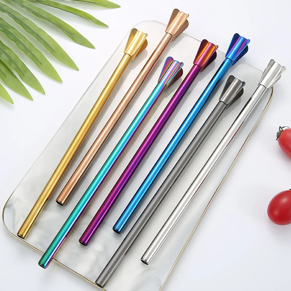 

4pcs Stainless Steel Stirrer Reusable Drinking Straw Cocktail Metal Black Washable Corrosion Resistant Outdoor for Milkshake
