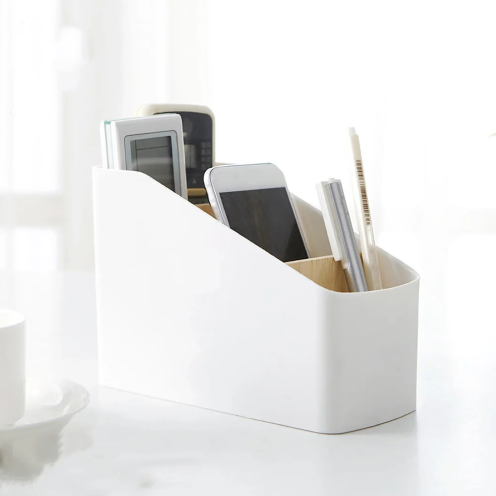 

Remote Control Storage Box ABS Wood Material Multi Grids Desktop ganizer Compact Size Home Office Use Tidy Case