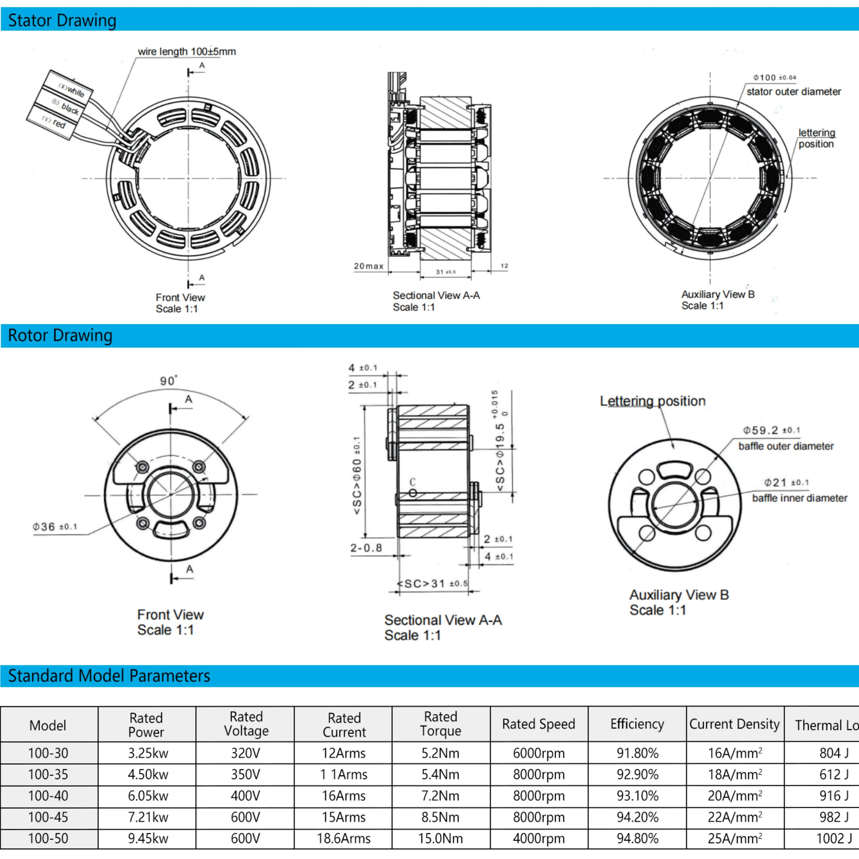 High Quality 100mm Diameter Dc Stator and Rotor Set for New Energy Electric Vehicle Compressor Water Oil Pump