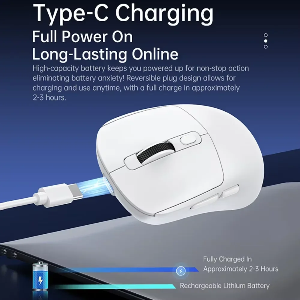 Tri-mode Wired/2.4GHz/BT Wireless Gaming Mouse Ergonomic 8000DPI 6 Mute Buttons Mouse for Gamer Computer Laptop iPad