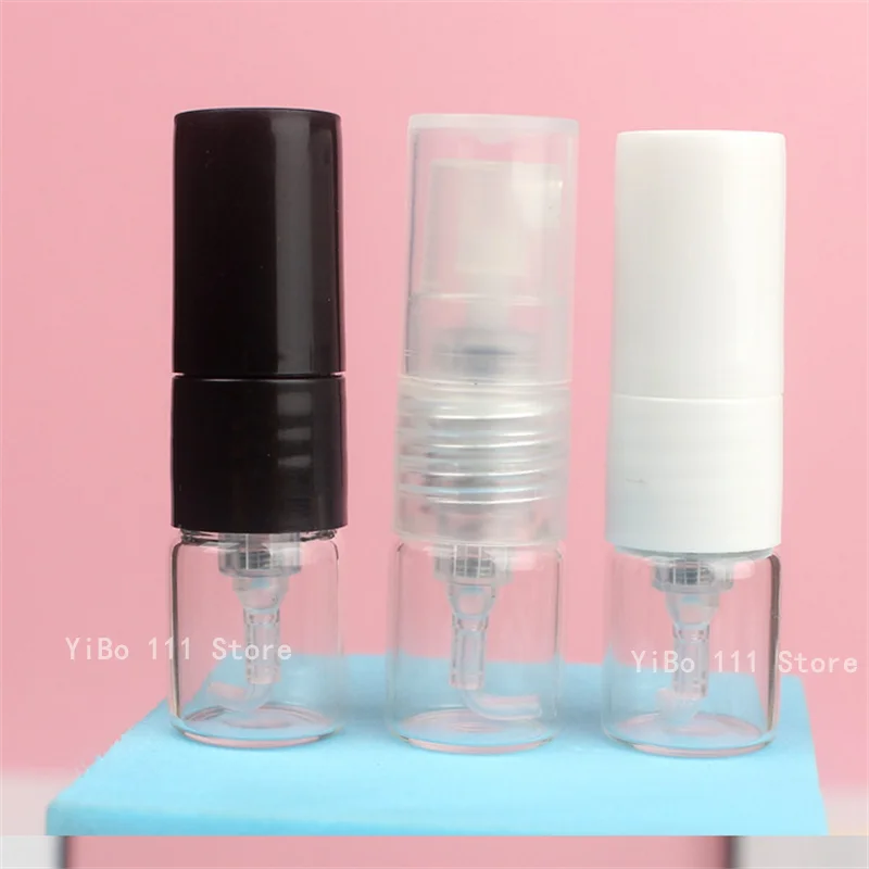 Opakowanie zbiorcze 50/100/200 szt. Butelki z czarnego szkła 1ML z rozpylaczem, wielokrotnego użytku, z drobnym rozpylaczem do perfum, do bezpośredniego napełniania, pojemniki na próbki.