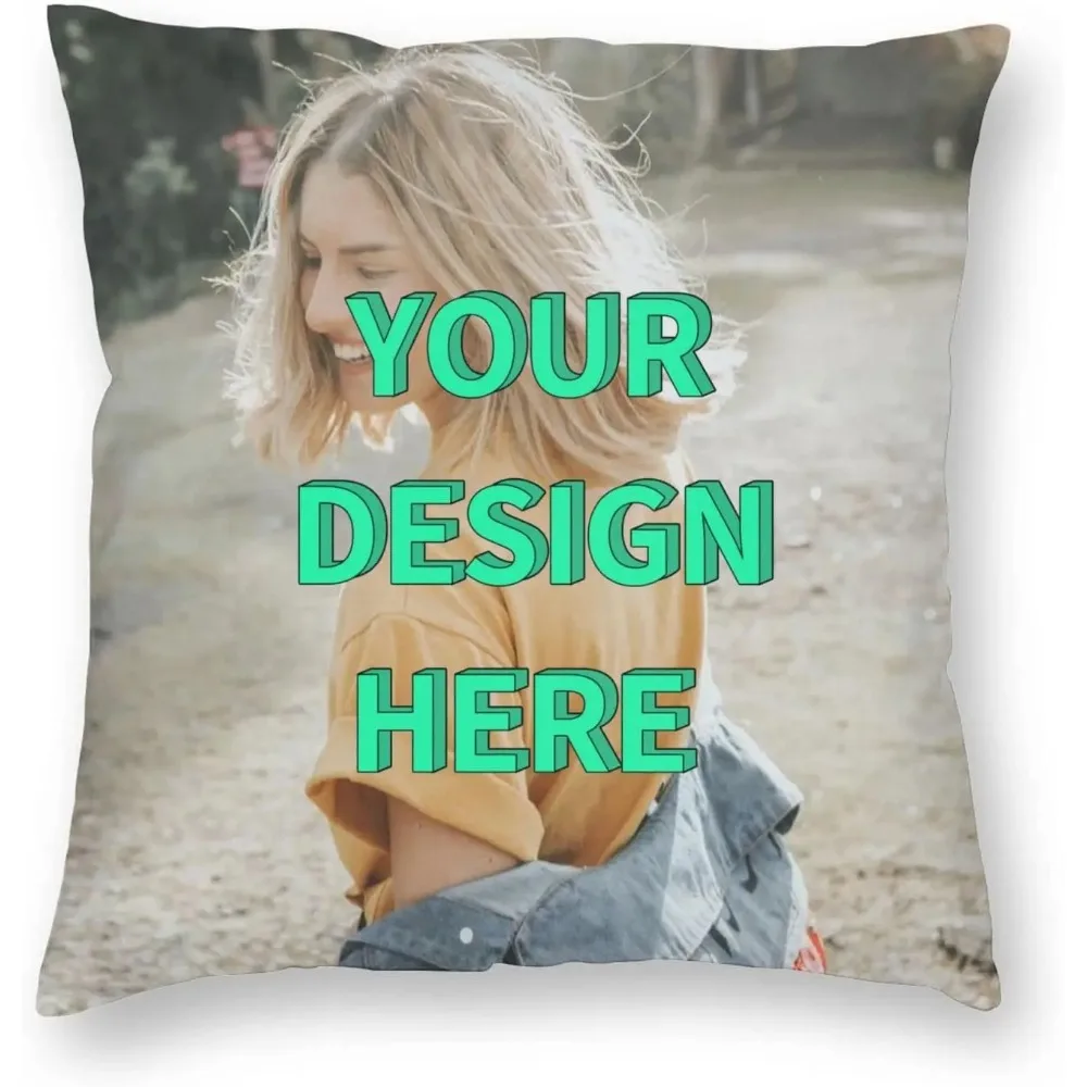 Personalized Pillow Case Design Photos or Text Customize Throw Pillowcase Two-Sides Printed Cushion Cover Home Decor 18x18 Inch