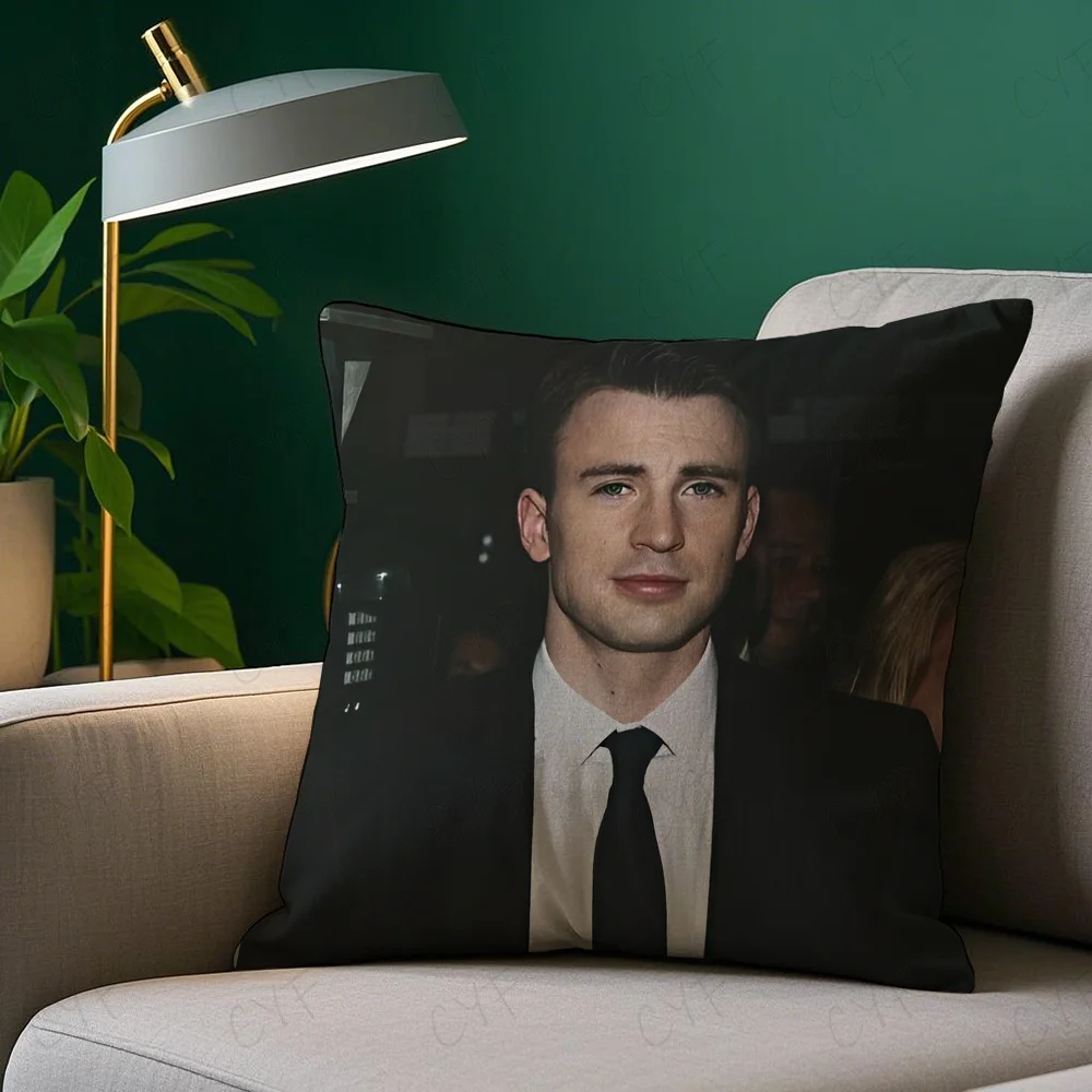 c-Chris e-Evans Pillow Case Anti-dustmite Pillow Invisible zipper silky short plush Sofa cushion cover