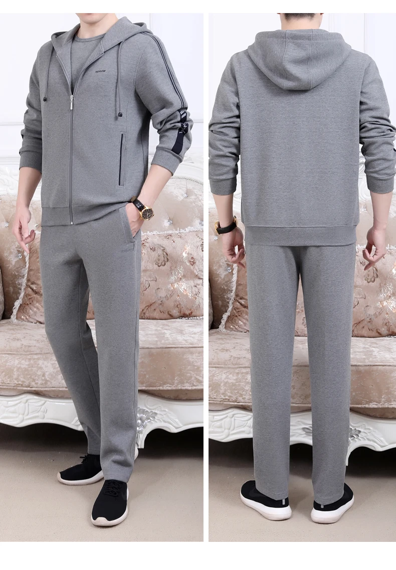 Mens Casual Sport Tracksuits Sportswear Jackets + Pants 3 Piece Male Running Jogging Suit Outfits Warm Fitness Outdoor Wear - Image 5