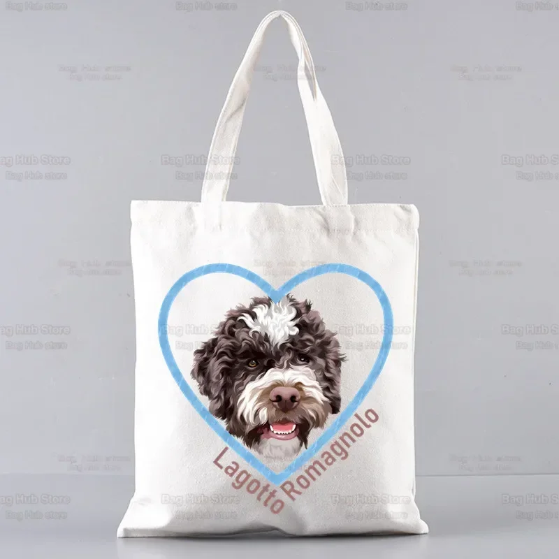 Lagotto Canvas Shoulder Tote Bag for Women Handbags Eco Reusable Shopping Bag Vintage Fashion Ulzzang Bags