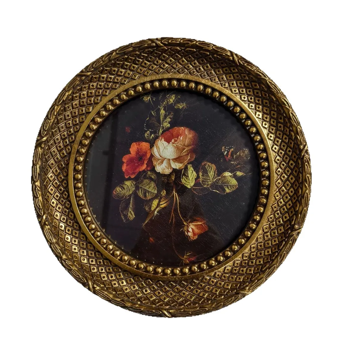 Mutihome Photo Frame American Retro Round Picture Frame Countryside Vintage Hanging Painting Living Room Bedroom Photo Frame