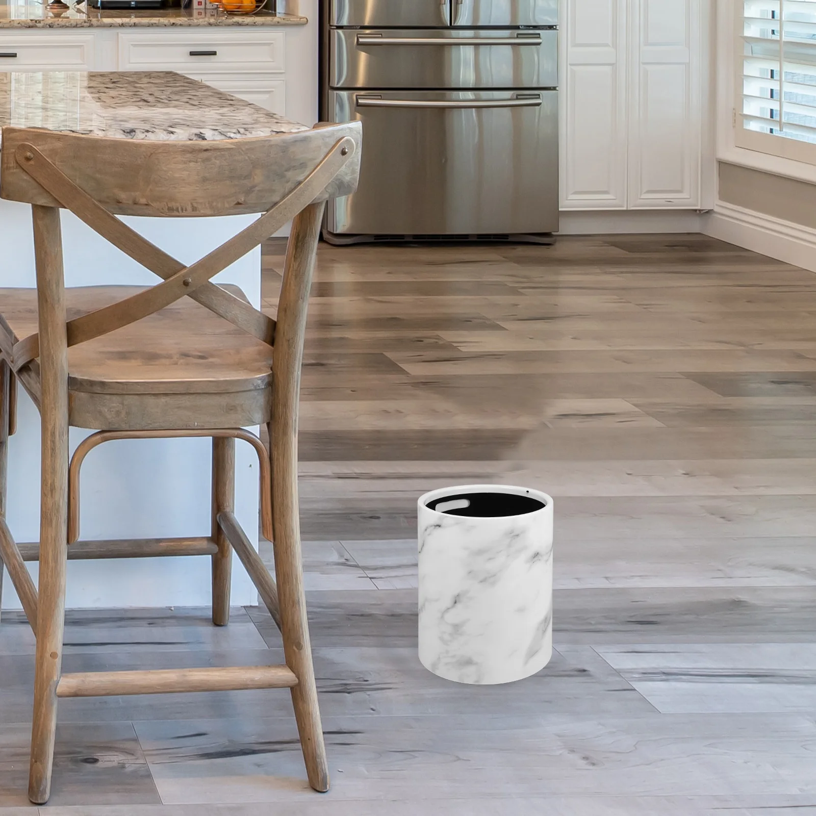 

Texture Trash Can Round Large Capacity Bathroom Kitchen Waste Bin Home Office Garbage Trash Can Container