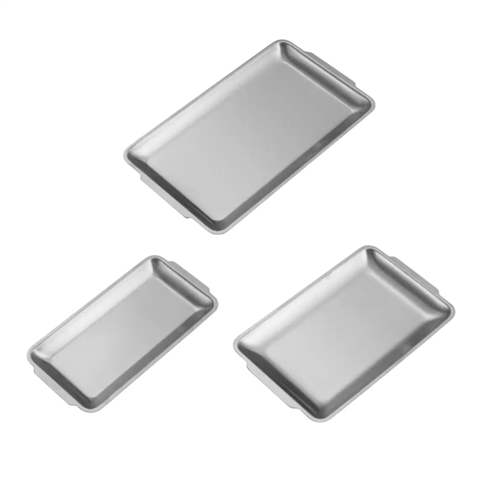 Multipurpose Stainless Steel Food Serving Tray Stackable Decorative Platter Rectangle for Restaurant and Events
