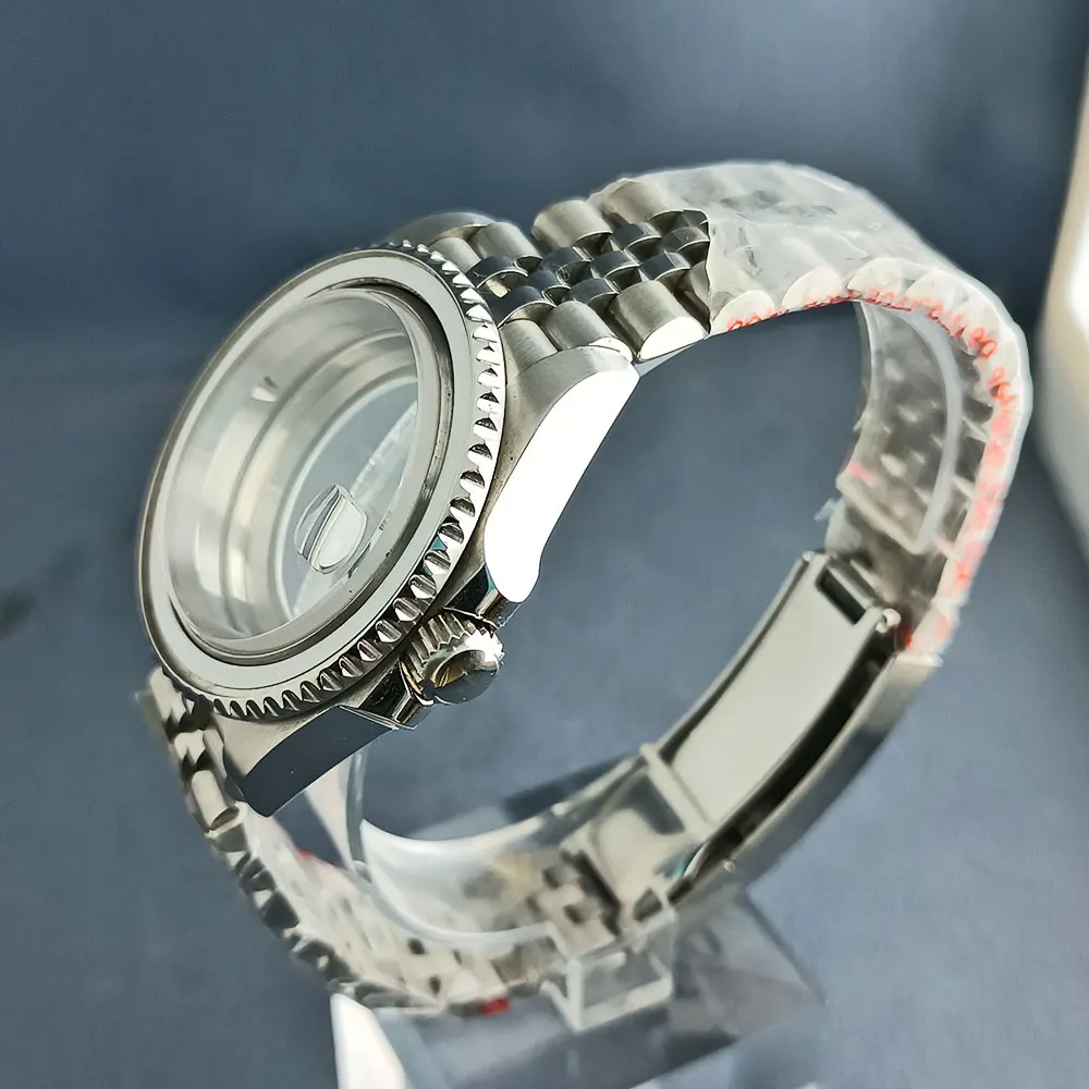 40mm NH34 NH35 NH36 Watch case fits NH34 NH35 NH36 movement, 120 clicks, stainless steel case, Silver Jubilee strap image 5