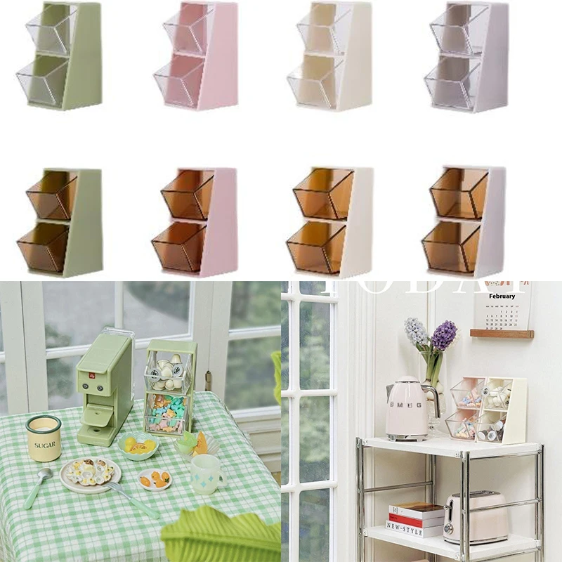1Pcs Doll Accessories 1/6 Scale Minaiture Dollhouse Desktop Tea Bag/Coffee Capsule Storage Box Playing Kitchen Toy