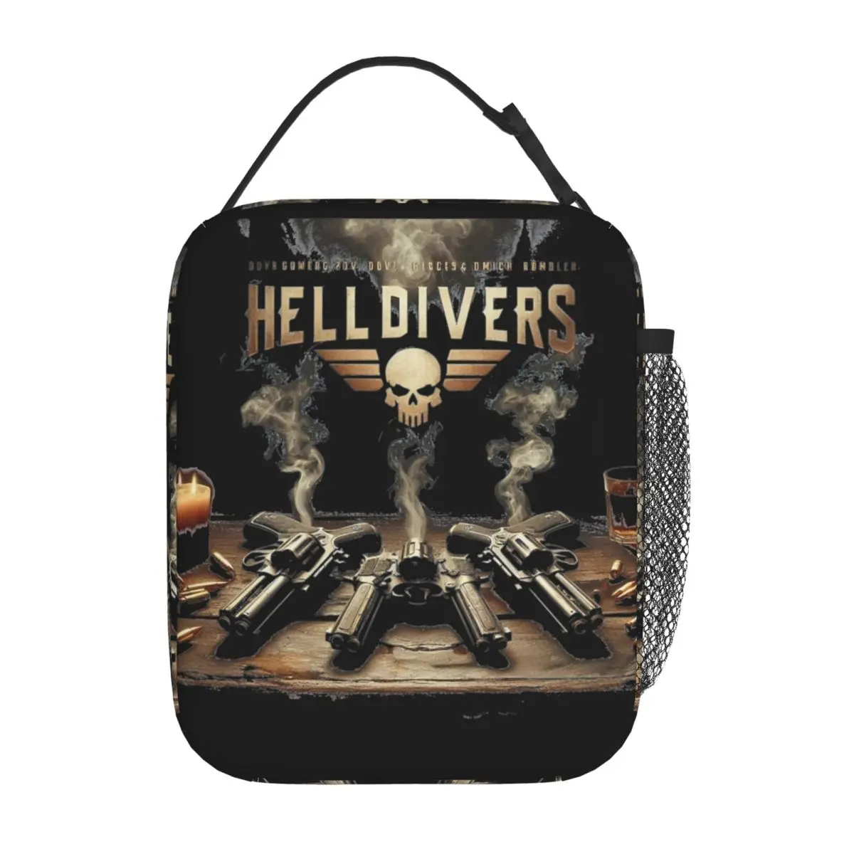 

H-Helldivers Insulated Lunch Bags Large Reusable Cooler Bag Tote Lunch Box College Travel Food Handbags