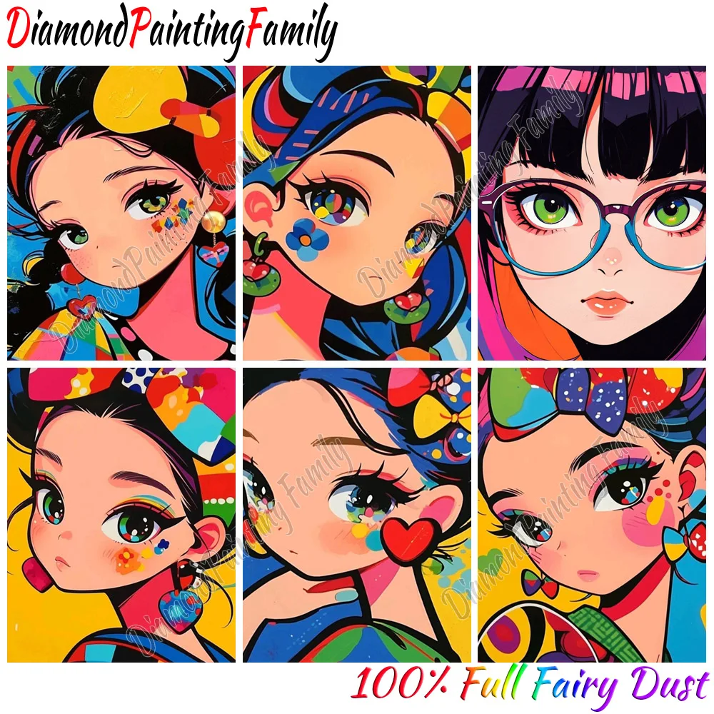 

Diamond Painting Family Full Fairy Dust Crystal Resin Diamond Dot Arts Color Girls AB Drill Embroidery Set Mosaic Painting Kits