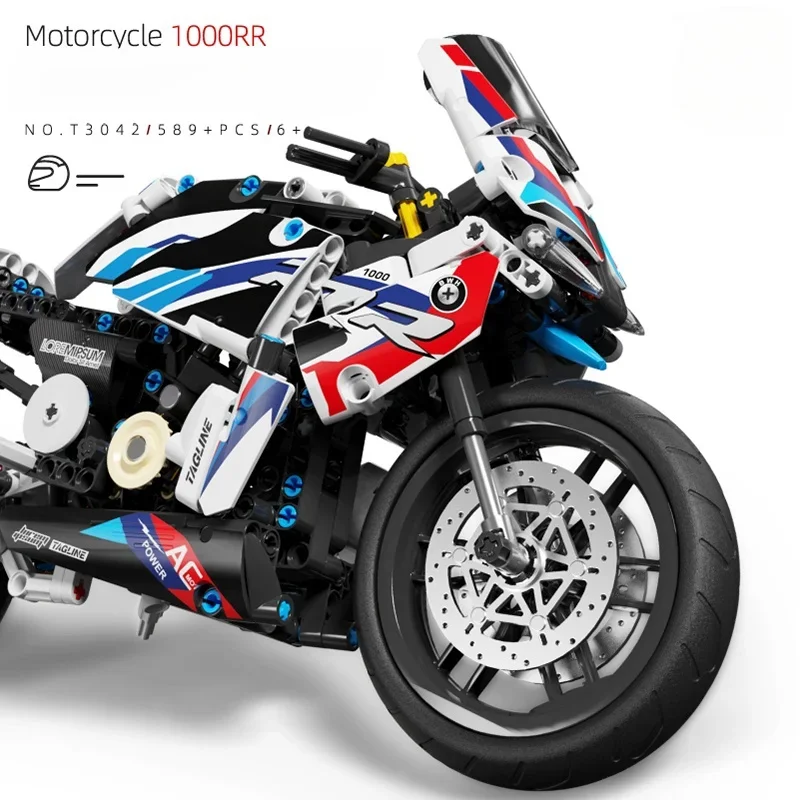 589pcs การวิเคราะห์รถจักรยานยนต์ M1000 RR Racing รถ Building Block รุ่น Moc รถจักรยานยนต์ของเล่นอิฐสําหรับแฟนของขวัญ