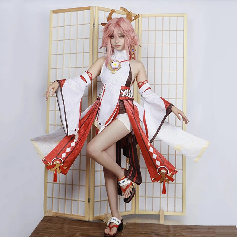 The Genshin Impact Yae Miko Original Skin Cosplay in stock Sexy backless Women costume full set