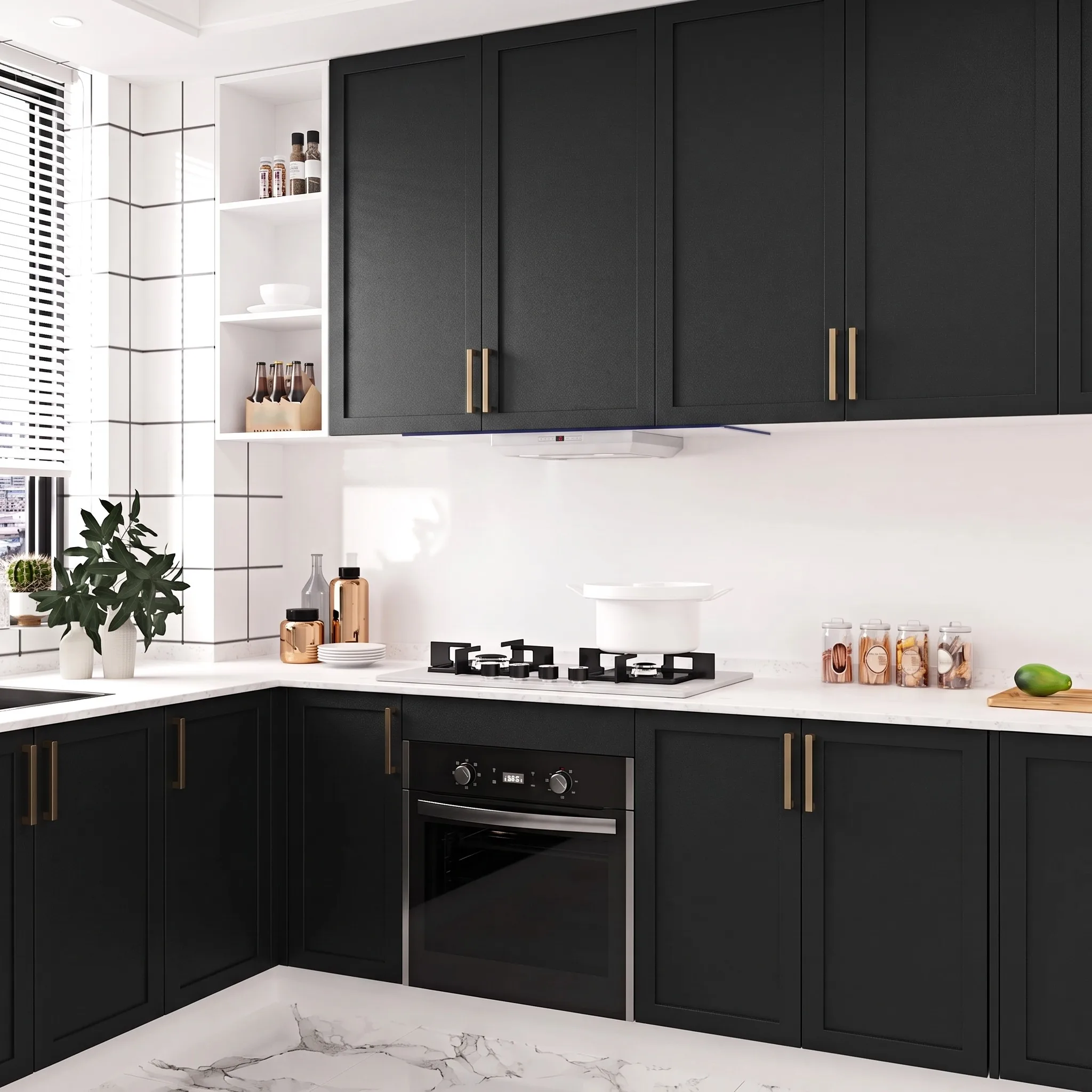 Thick Pure Black Waterproof Removable Wallpaper Matte PVC Contact Paper Self Adhesive for Countertop Cupboard Shelf Decoration