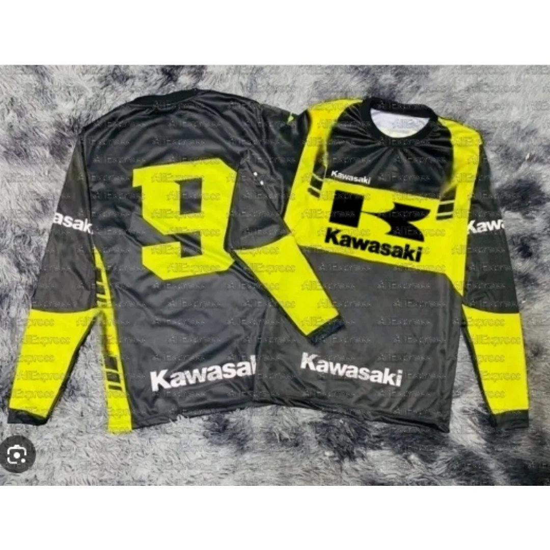 

Мужская футболка Kawasaki Motorcycle Racing Team с длинным рукавом, дышащий спортивный топ на весну и осень, новинка 2024, мужская мода