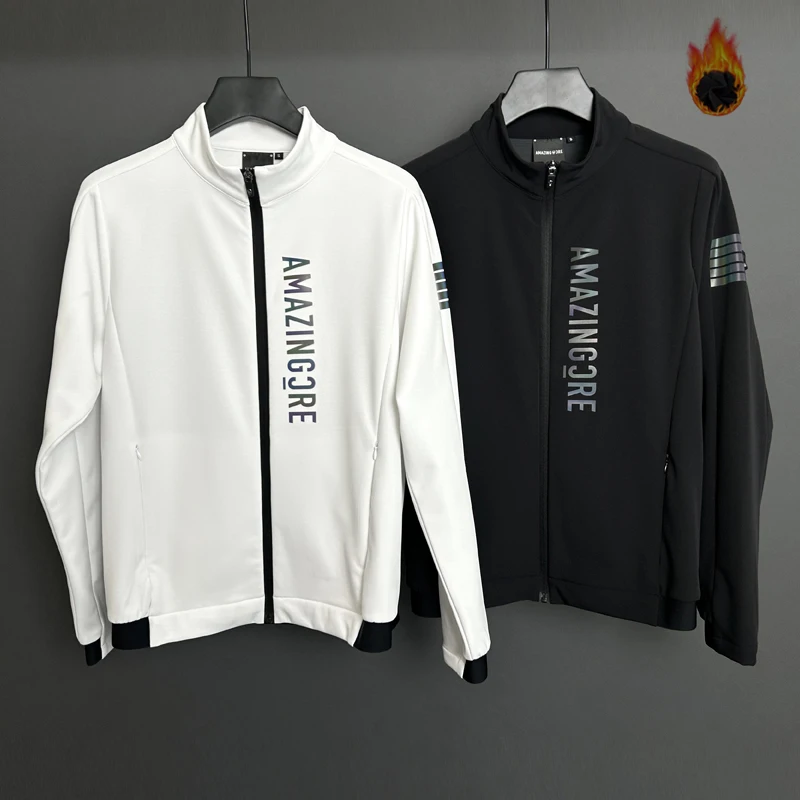 

All-Weather Golf Coat, Men's Thermal Fleece Jacket with Full Zipper, Windproof & Stylish